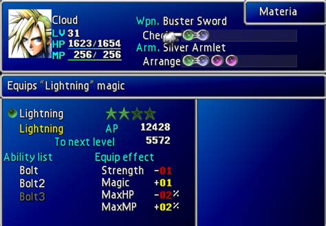 final fantasy 7 materia list
